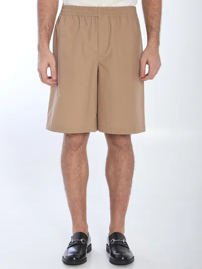 Gucci Cotton Poplin Bermuda Shorts In Beige