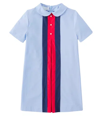 Gucci Kids' Cotton Poplin Dress In Celeste