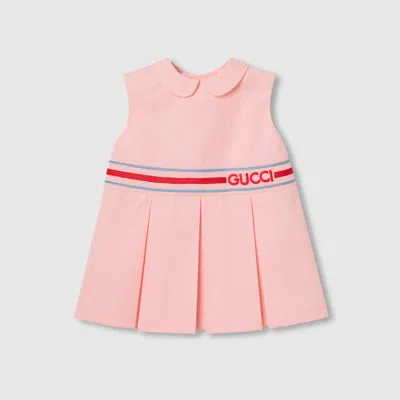 Gucci Babies' Kleid Aus Baumwollpopeline In Pink