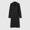 Gucci Cotton Poplin Dress With Horsebit Belt In Black
