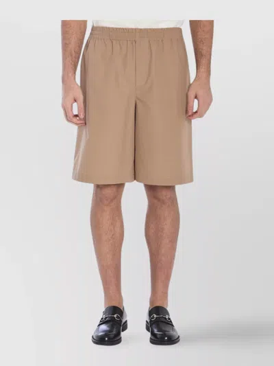 Gucci Cotton Poplin Knee Length Bermuda Shorts In Brown