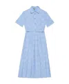 Gucci Belted Pleated Cotton Oxford-jacquard Midi Dress In Gold