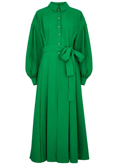 Gucci Cotton-poplin Midi Shirt Dress In Green