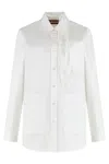Gucci White Shirt With Pointed Collar With Tie Detail And Horsebit In Cotton Woman