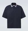 Gucci Navy Blue Poplin Oversize Shirt In Blue