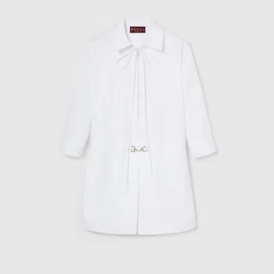 GUCCI GUCCI COTTON POPLIN SHIRT DRESS WITH HORSEBIT