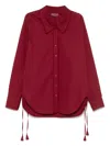 Gucci Womens Rosso Ancora Embroidered Drawstring-sleeves Cotton-poplin Shirt In Red