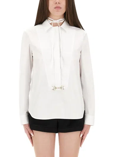 Gucci Double G Embroidered Cotton Poplin Shirt In Neutral