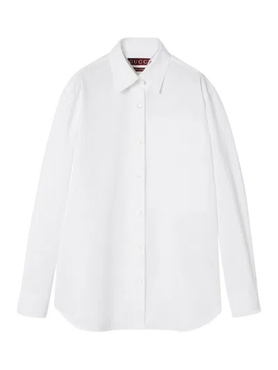 GUCCI COTTON POPLIN SHIRT WITH EMBOSSED LOGO