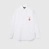 Gucci Embroidered Logo Cotton Poplin Shirt In White