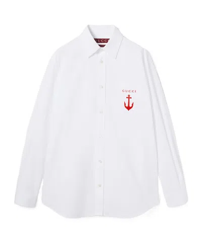 GUCCI GUCCI EMBROIDERY POPLIN SHIRT