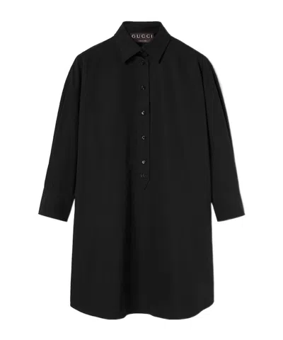 Gucci Cotton Poplin Shirt With Embroidery In Black
