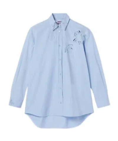 Gucci Cotton Poplin Shirt With Embroidery In Blue