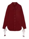 Gucci Womens Rosso Ancora Embroidered Drawstring-sleeves Cotton-poplin Shirt In Red