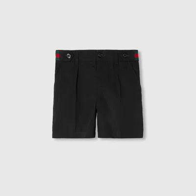 Gucci Kids' Cotton Poplin Shorts In Black