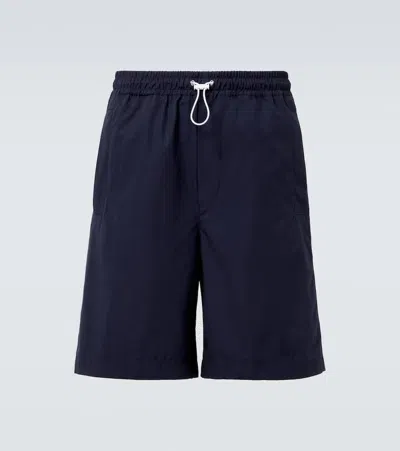 Gucci Men Navy Blue Poplin Bermuda Shorts In Multi