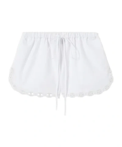 Gucci Cotton Poplin Shorts Wth Embroidery In White