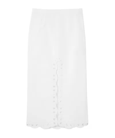 Gucci Cotton Poplin Skirt With Embroidery In White
