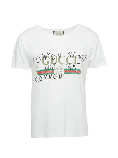 Pre-owned Gucci Cotton Printed T-shirt In White