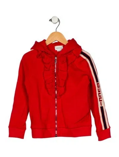 Pre-owned Gucci Babies' Cotton Red And Multicolor Patterned Casual Jacket With Hood And Zip Closure