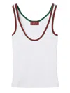 Gucci Women White Ribbed Top With Web Detail On The Edges In Cotton Woman In White