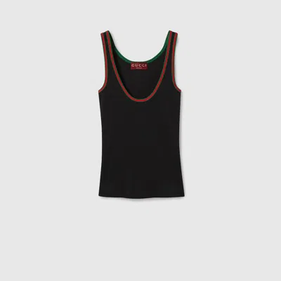 GUCCI GUCCI COTTON RIB TANK TOP WITH WEB