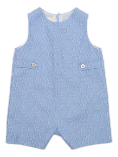 Gucci Babies' Cotton Romper In Blue
