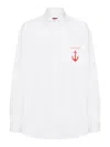 Gucci Anchor-embroidered Cotton Shirt In White