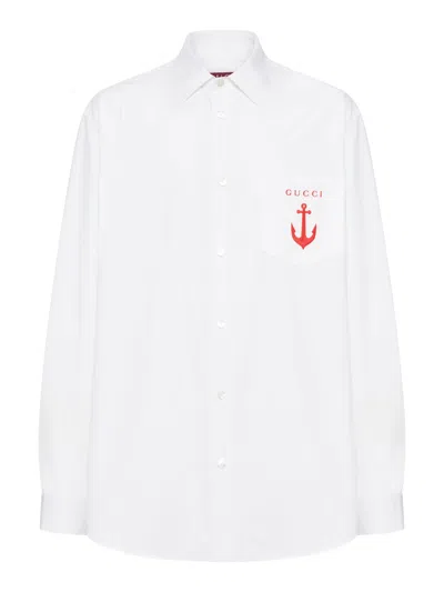 GUCCI COTTON SHIRT WITH EMBROIDERY