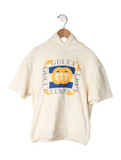 Pre-owned Gucci Kids' Cotton Short Sleeve Hooded Sweatshirt In Neutrals