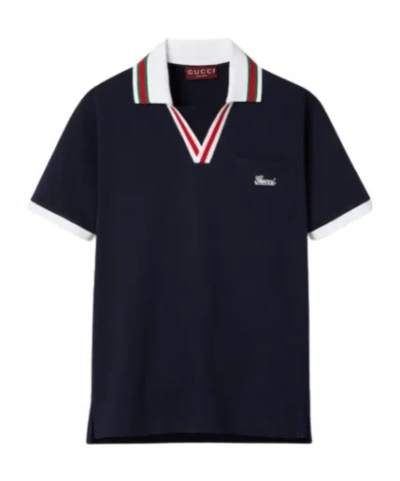 Gucci Cotton Short-sleeved Polo Shirt In Black