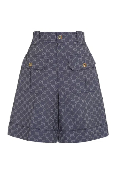 Gucci Cotton Shorts In Blue