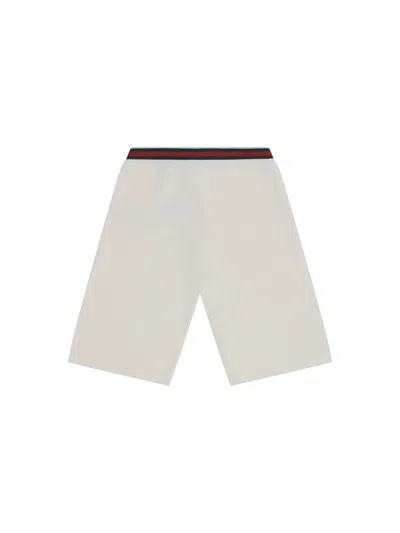 Gucci Kids' Cotton Shorts For Boy In White/green/red