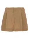 Gucci Tailored Cotton Shorts With Pockets And Pleats In Neutral