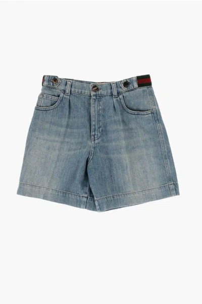 Gucci Cotton Shorts With Buttons In Gray