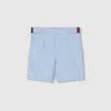 Gucci Cotton Shorts With Web In Blue