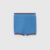 Gucci Cotton Shorts With Web In Blue