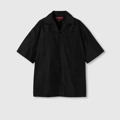 Gucci Classic Short-sleeve Cotton Shirt In Black