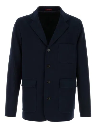 Gucci Cotton Single Breasted Jacket In Blue