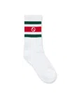 Gucci Interlocking G Pattern Socks With Contrasting Stripes In White