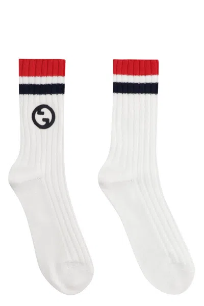 Gucci Cotton Socks With Logo In White