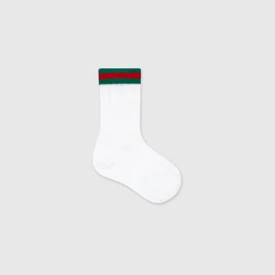 Gucci Cotton Socks With Web In White