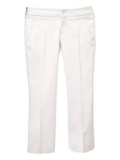 Pre-owned Gucci Cotton Straight-leg Trousers In White