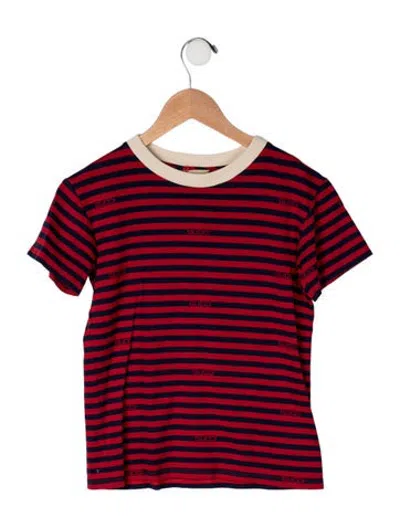 Pre-owned Gucci Kids' Cotton Striped T Shirt In Blue/red