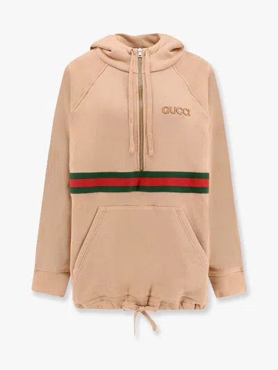 Gucci Cotton Sweashirt With Frontal Logo And Web Band