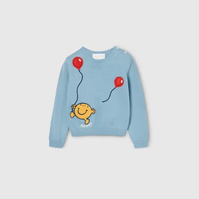 Gucci Babies' Cotton Sweater With Embroidery In Blue