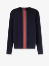 Gucci Cotton Sweater With Nastro Web Inlay In Blue
