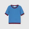 Gucci Web Stripe Knitted Top In Blue