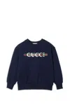 Gucci Blue Sweatshirt For Kids With Logo In Blue