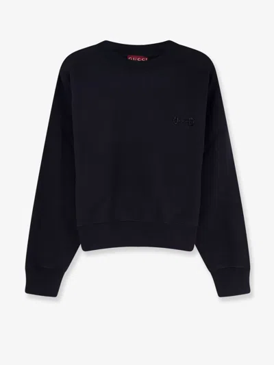 Gucci Cotton Sweatshirt With Beaded Horsebit Detail In Black